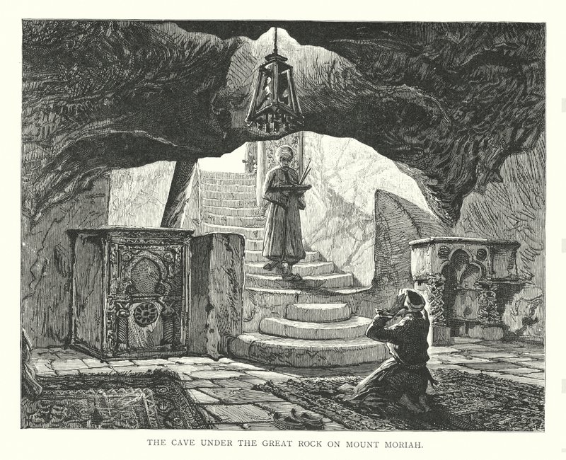 Die Höhle unter dem großen Felsen auf dem Berg Moriah von English School