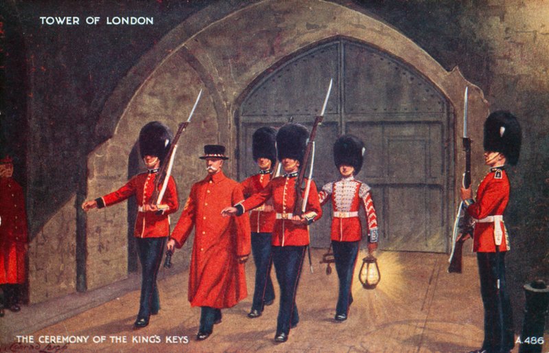 Die Zeremonie der Königsschlüssel, Tower of London von English School