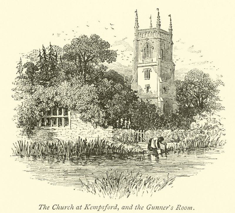 Die Kirche in Kempsford und das Kanonierzimmer von English School