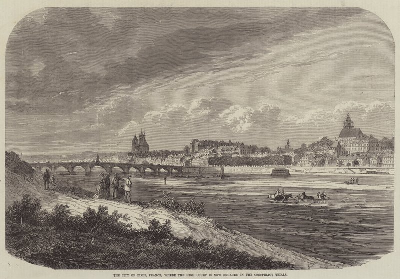 Die Stadt Blois, Frankreich, wo das Hohe Gericht derzeit mit den Verschwörungsprozessen beschäftigt ist von English School