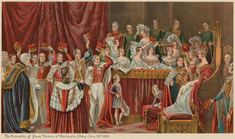 Die Krönung von Königin Victoria in der Westminster Abbey, 28. Juni 1838 von English School