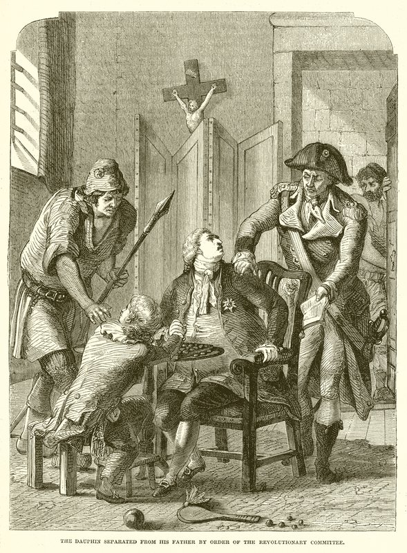 Der Dauphin wird vom Vater getrennt durch Befehl des Revolutionären Komitees von English School
