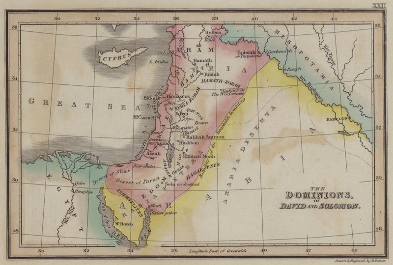 Die Herrschaftsgebiete von David und Salomo (Farbstich) von English School