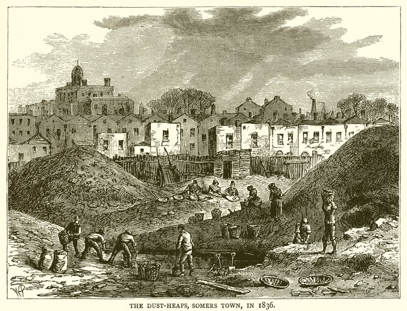 Die Staubhaufen, Somers Town, im Jahr 1836 von English School