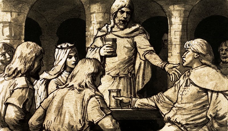 Der Earl of Norfolk erhob sich und hielt eine feurige Rede gegen den abwesenden König William (Gouache auf Papier) von English School