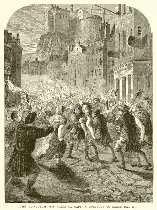 Der Edinburgher Mob trägt Captain Porteous zur Hinrichtung, 1737 von English School