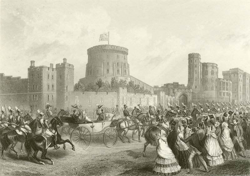 Der Kaiser und die Kaiserin der Franzosen im Schloss Windsor von English School