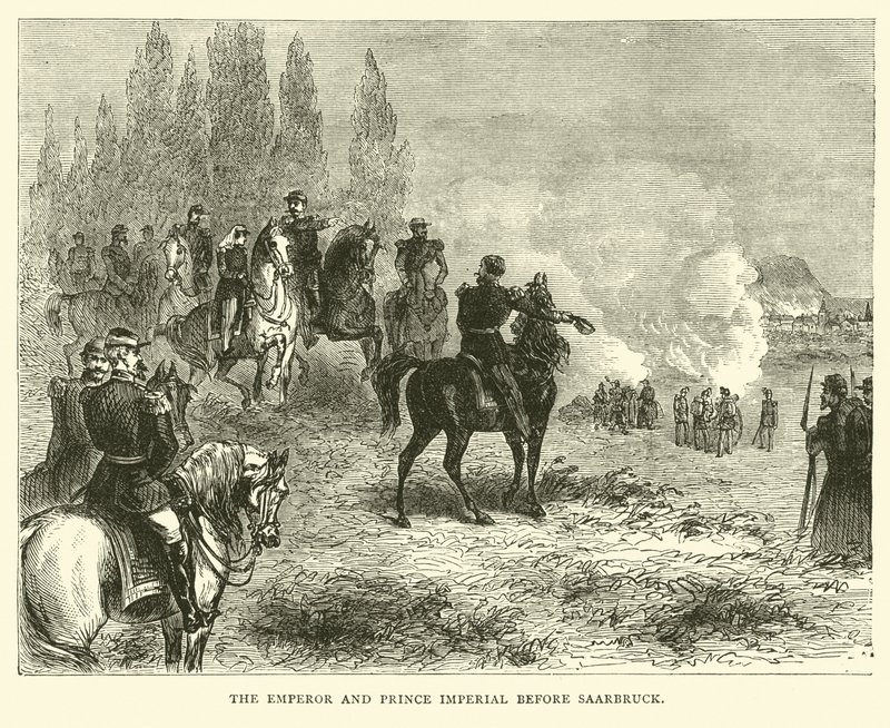 Der Kaiser und der Prinz Imperial vor Saarbrücken, August 1870 von English School