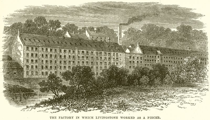 Die Fabrik, in der Livingstone als Piecer arbeitete von English School