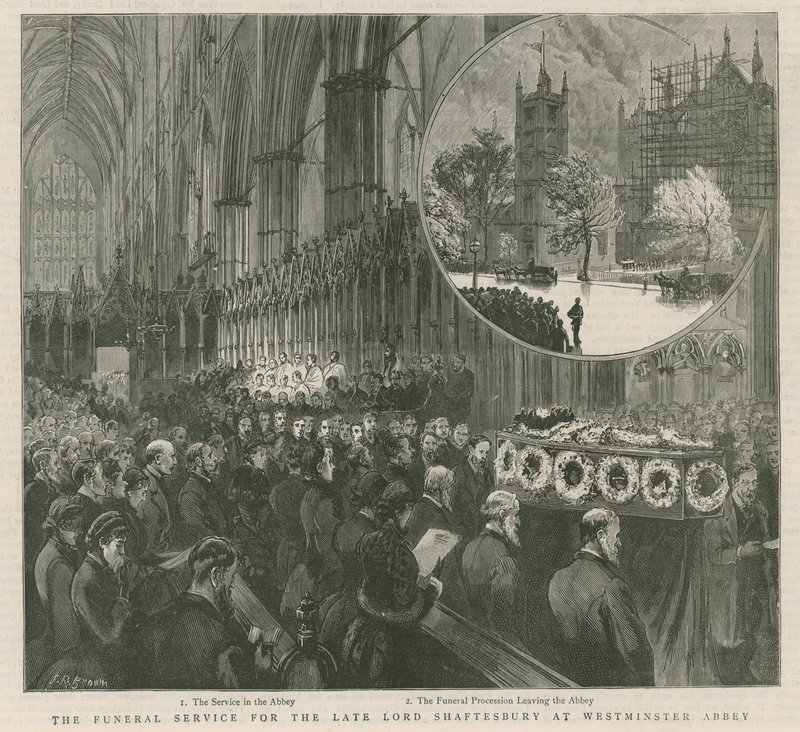 Der Trauergottesdienst für den verstorbenen Lord Shaftesbury in Westminster von English School