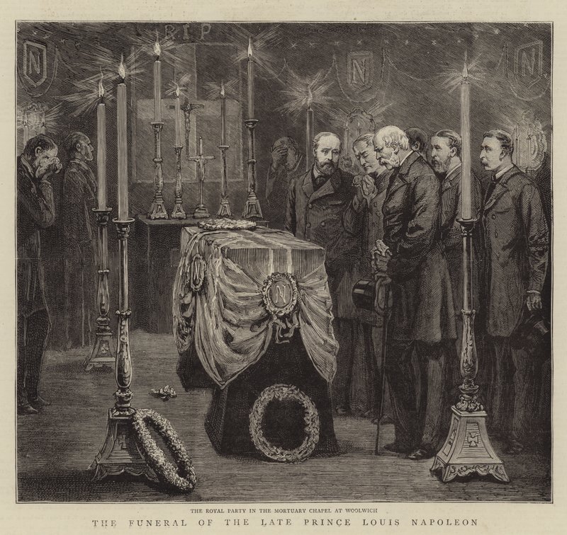 Die Beerdigung des verstorbenen Prinzen Louis Napoleon (Gravur) von English School
