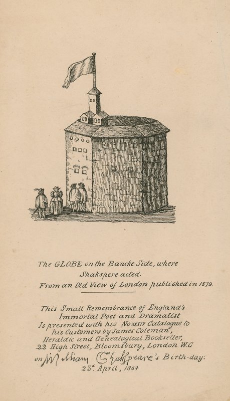 Das Globe Theatre, Bankside, London, basierend auf einer alten Ansicht von London, veröffentlicht 1579 von English School