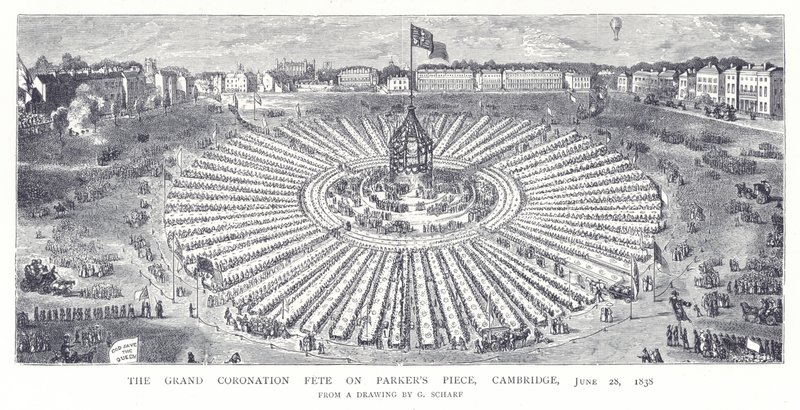 Das große Krönungsfest auf Parkers Piece, Cambridge, 28. Juni 1838 von English School