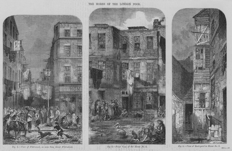 Die Häuser der Londoner Armen (Gravur) von English School