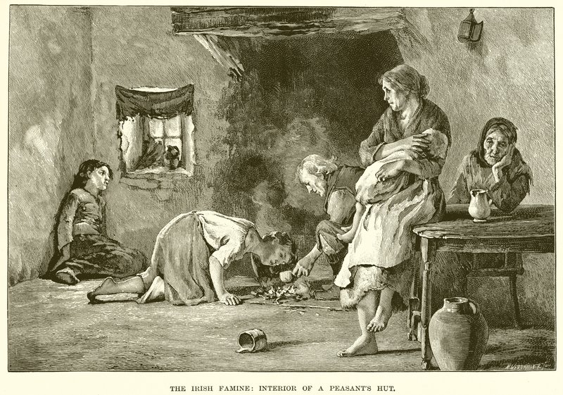 Die irische Familie: Innenansicht einer Bauernhütte von English School