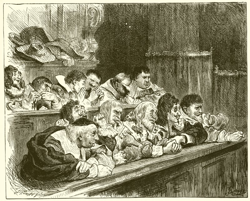 Die Jury. Herr Blinder Mann, Herr Bosheit, Herr Liebeslust, Herr Lebe Locker, Herr Heißsporn, Herr Hochmütig, Herr Feindschaft, Herr Lügner, Herr Grausamkeit, Herr Licht Hass, Herr Unversöhnlich von English School