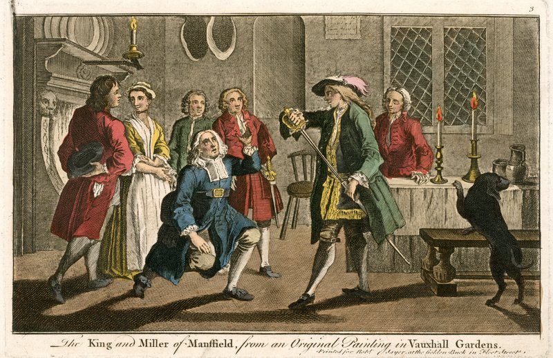 Der König und der Müller von Mansfield, nach einem Originalgemälde in den Vauxhall Gardens von English School