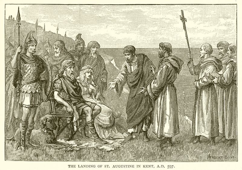 Die Landung des heiligen Augustinus in Kent, 597 n. Chr. von English School