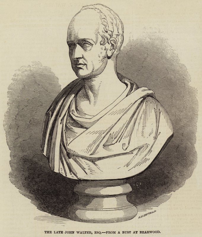 Der verstorbene John Walter, Esquire, von einer Büste in Bearwood (Stich) von English School