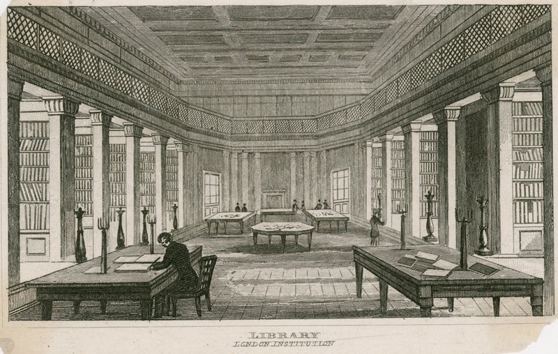 Die Bibliothek der London Institution, Finsbury Circus, London von English School