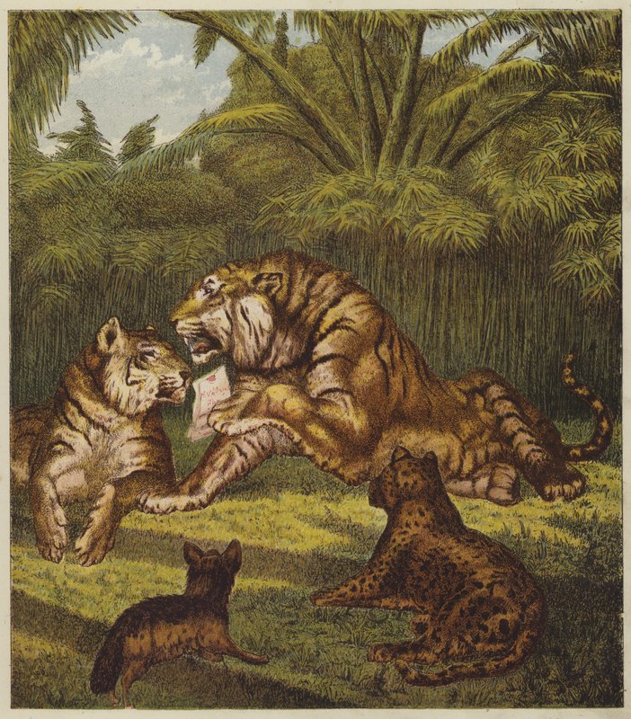 Der Empfang des Löwen (Farblithografie) von English School