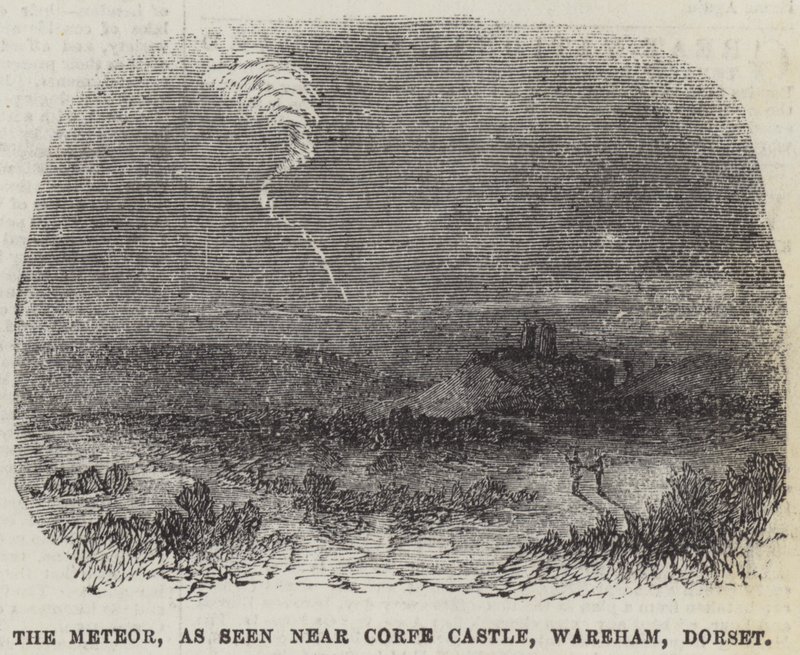 Der Meteor, gesehen in der Nähe von Corfe Castle, Wareham, Dorset (Gravur) von English School