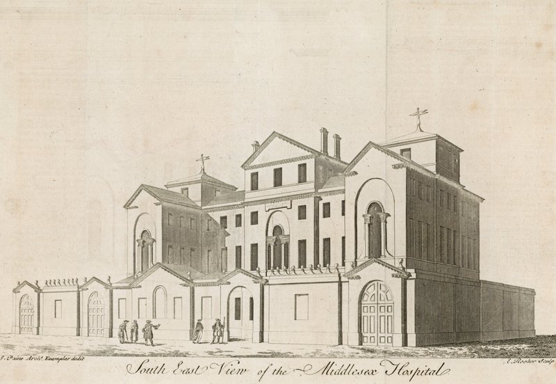 Das Middlesex Hospital, nahe der Oxford Street von English School
