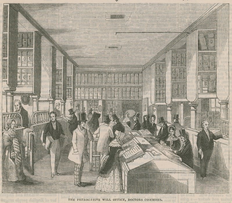 Das Prerogative Will Office, Doctors Commons, London von English School