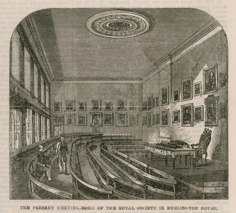 Derzeitiger Sitzungssaal der Royal Society im Burlington House von English School