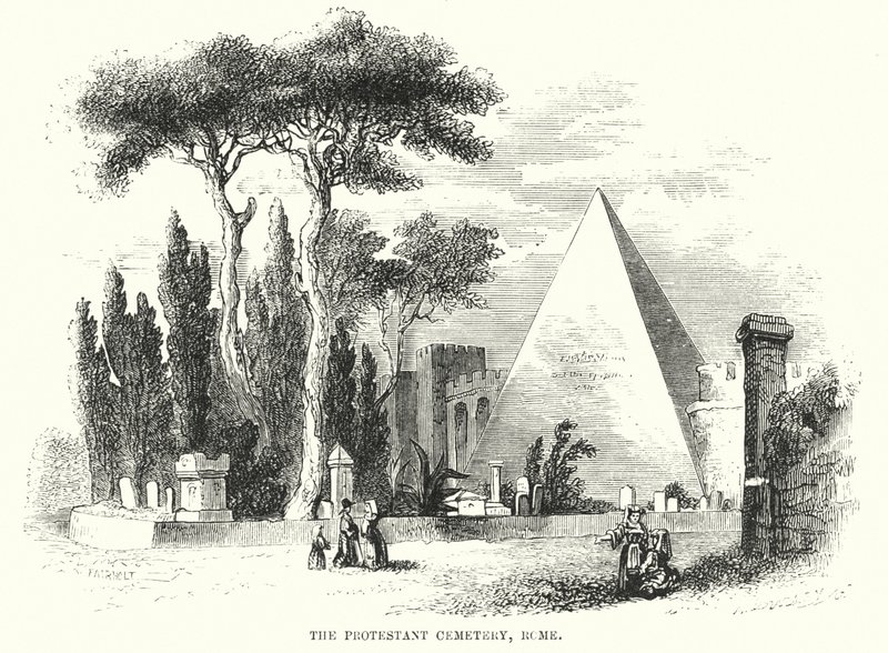 Der protestantische Friedhof, Rom (Gravur) von English School