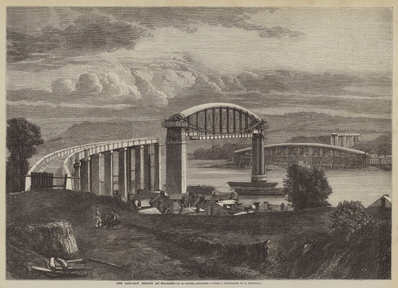 Die Eisenbahnbrücke bei Saltash, I K Brunel, Ingenieur von English School