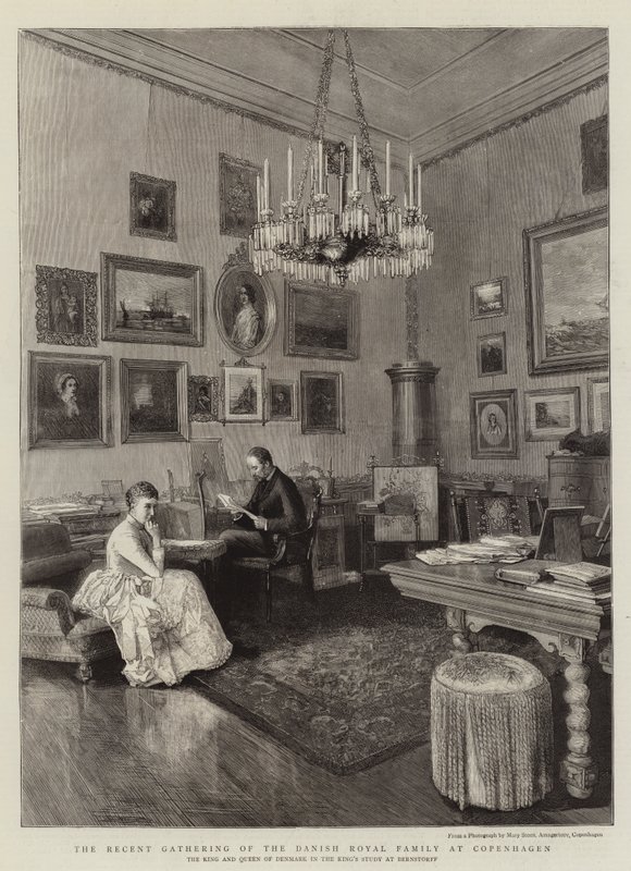 Das jüngste Treffen der dänischen Königsfamilie in Kopenhagen (Gravur) von English School