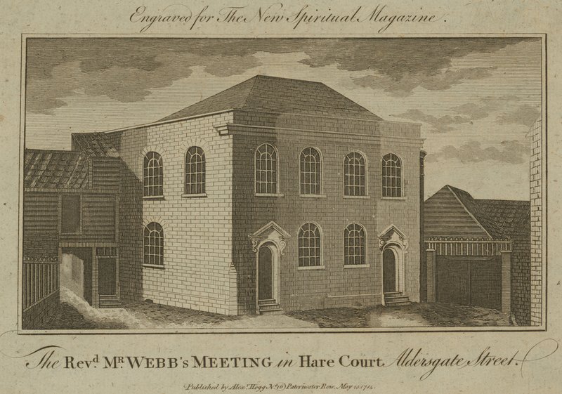 Das Treffen des Reverend Mr. Webb in Hare Court, Aldersgate Street von English School