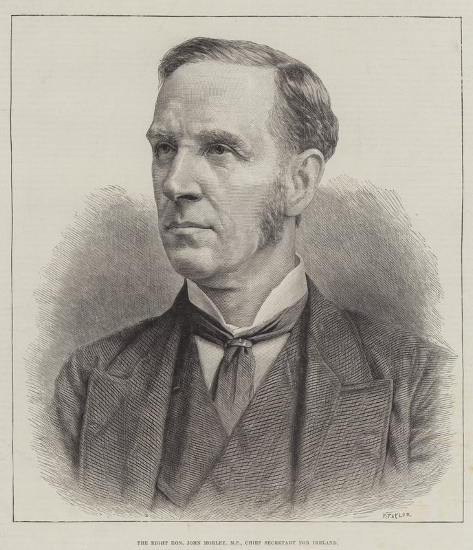 Der ehrenwerte John Morley, MP, Hauptsekretär für Irland (Stich) von English School