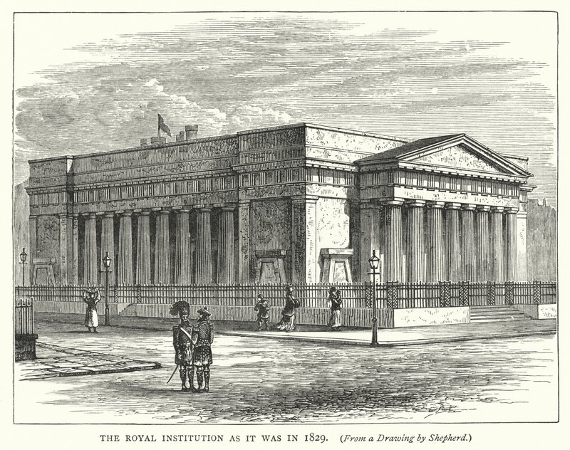 Die Royal Institution im Jahr 1829 (Stich) von English School