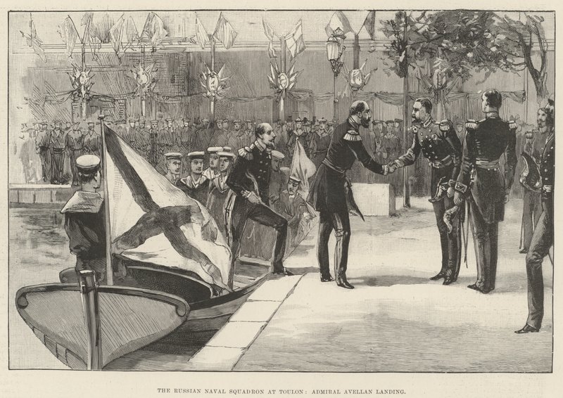 Das russische Marinegeschwader in Toulon, Admiral Avellan landet von English School