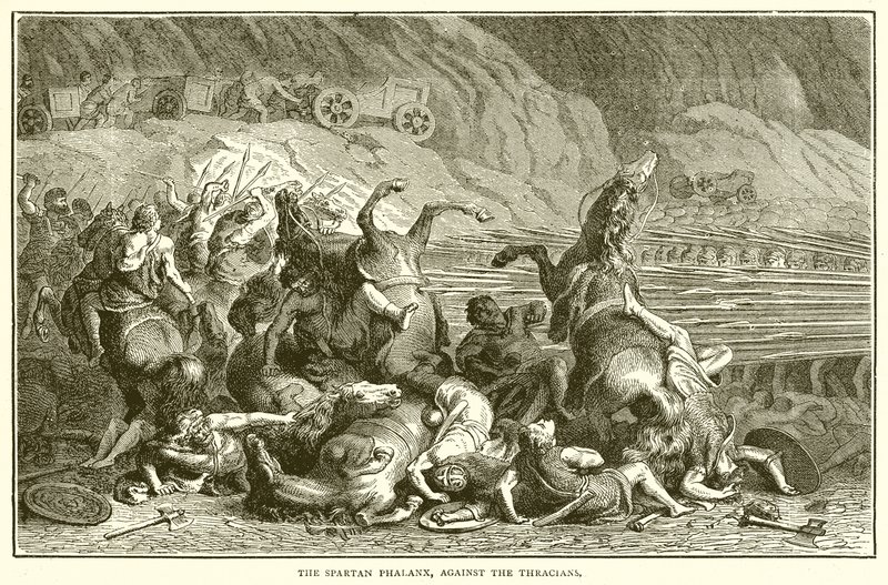 Die spartanische Phalanx gegen die Thraker von English School