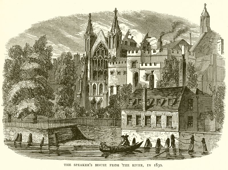 Das Sprecherhaus vom Fluss aus, 1830 von English School
