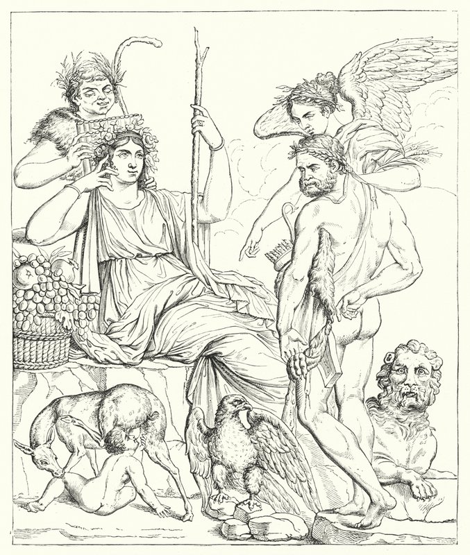Die Geschichte von Herkules und Telephus (Gravur) von English School