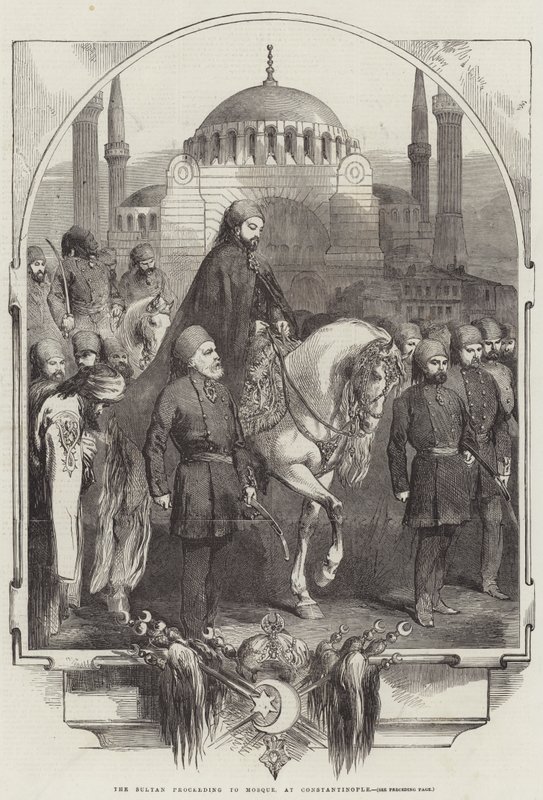 Der Sultan auf dem Weg zur Moschee in Konstantinopel (Gravur) von English School