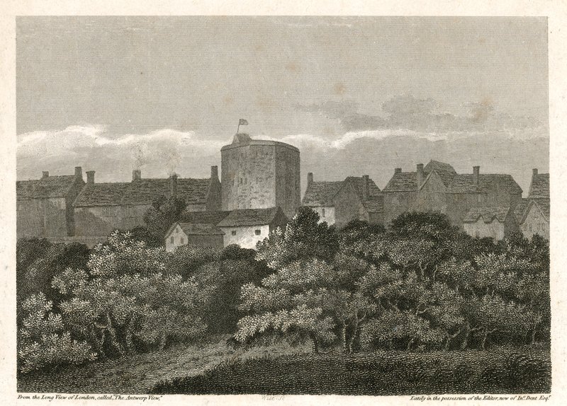 Das Swan Theatre am Bankside, wie es im Jahr 1614 erschien von English School