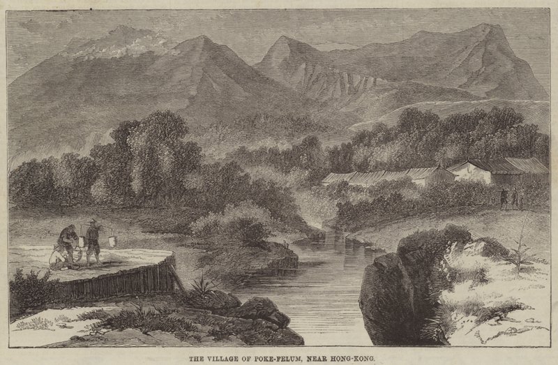 Das Dorf Poke-Felum, nahe Hongkong (Gravur) von English School