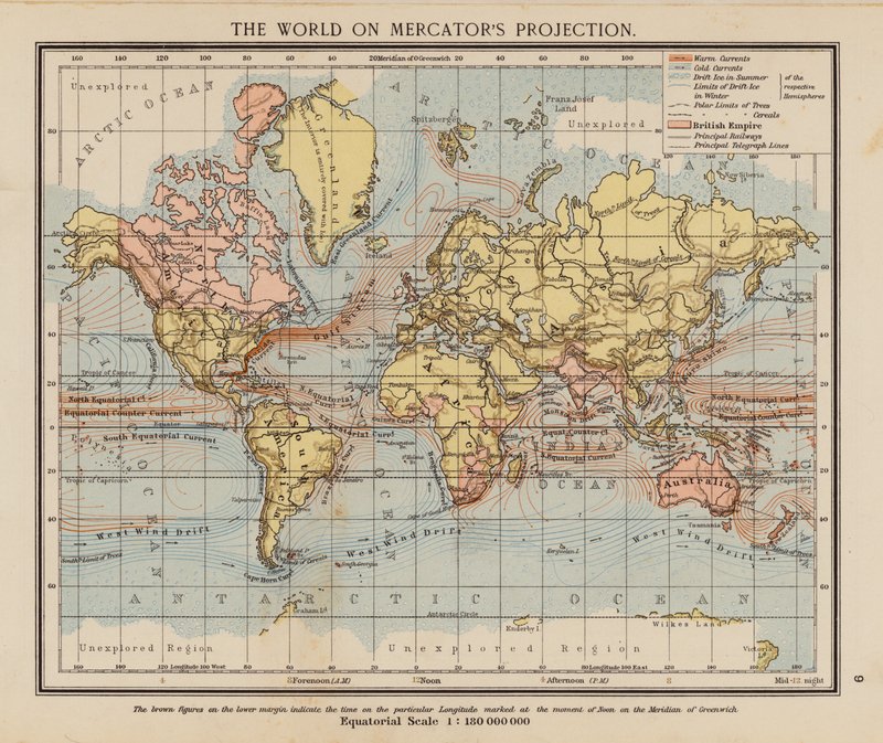 Die Welt auf Mercators Projektion von English School
