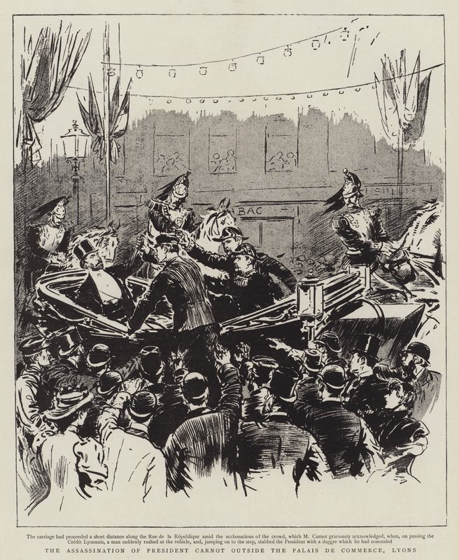 Die Ermordung von Präsident Carnot vor dem Palais de Commerce, Lyon von English School
