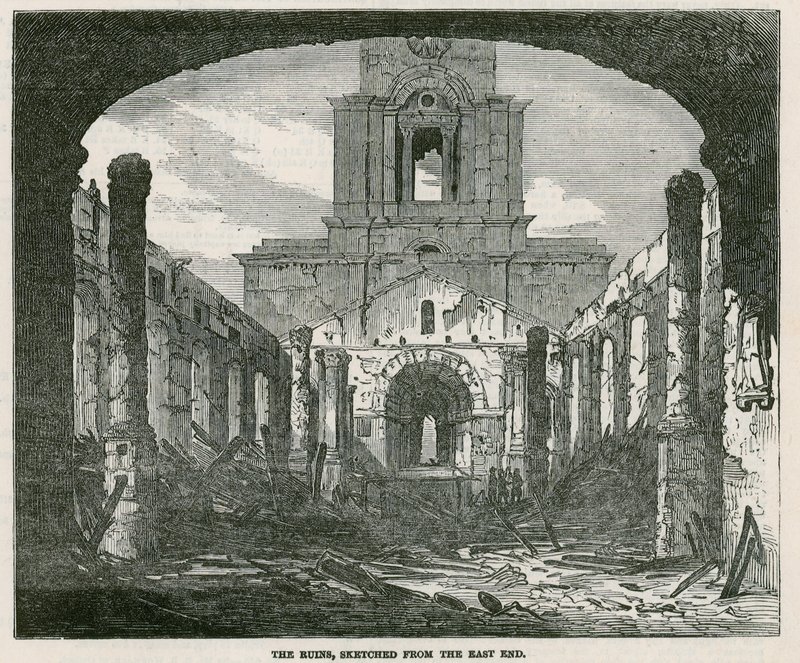 Das Brennen der St. Annes Kirche in Limehouse von English School