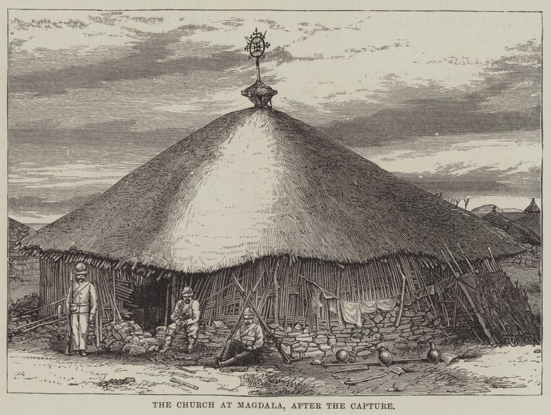 Die Kirche in Magdala nach der Eroberung (Gravur) von English School