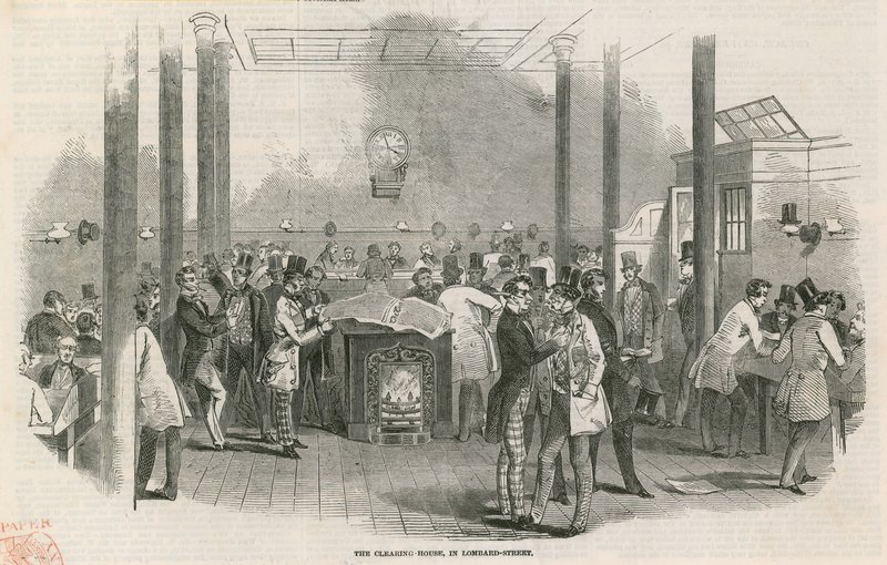 Das Clearing House in der Lombard Street, London von English School