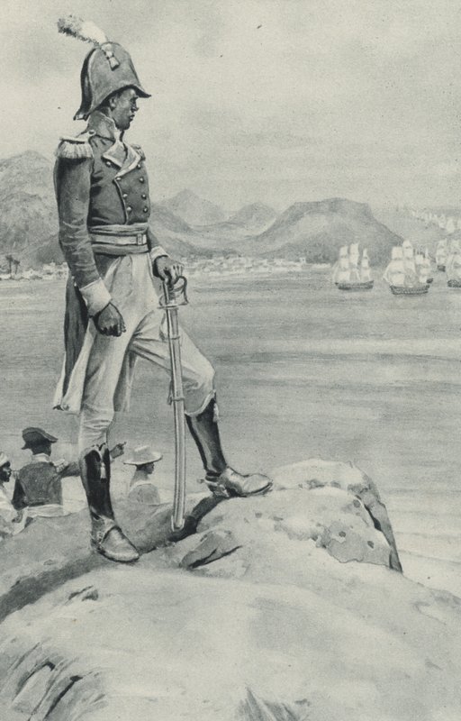 Der Tod des armen Toussaint Louverture naht, der schwarze Anführer beobachtet die kommende Flotte, die Napoleon zu seiner Zerstörung geschickt hat von English School