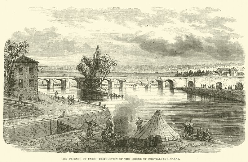 Die Verteidigung von Paris, Zerstörung der Brücke von Joinville-sur-Marne, November 1870 von English School