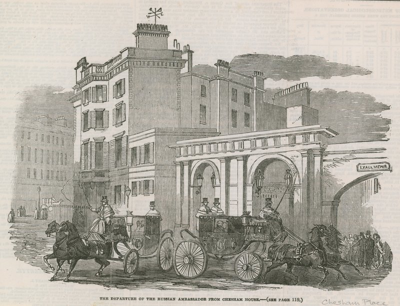 Die Abreise des russischen Botschafters aus Chesham House von English School